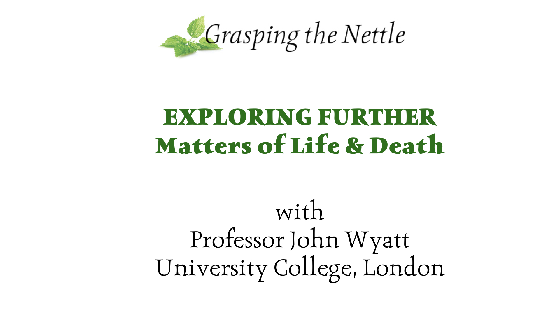 Matters of Life and Death